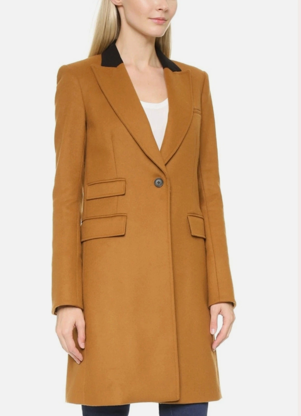 Veronica Beard 8 Chesterfield Dickey Coat Wool Cashmere Long Jacket Camel NWT